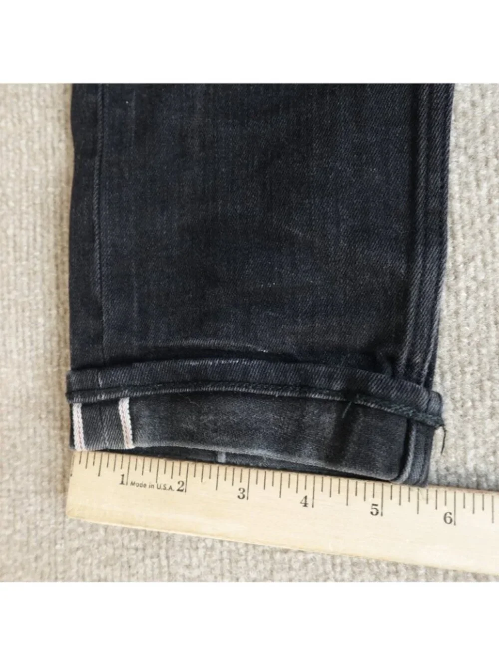 NEUW Mens Jeans 29 x 31 Black Iggy Skinny Selvedge Denim Red Line